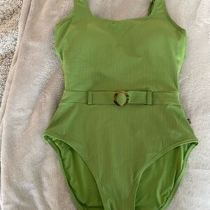 La Vie en Rose Elegant Green Belted One-Piece Swimsuit